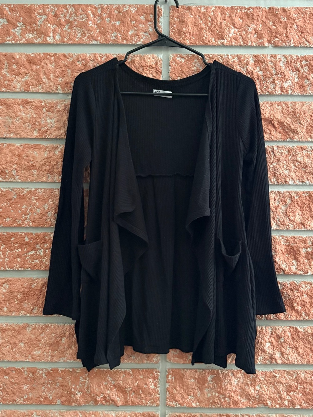 Epic Threads Black Open-Front Ribbed Cardigan
